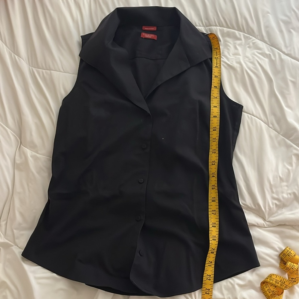 Talbots haberdashery sleeveless collared button up 90s top womens black - Picture 3 of 6